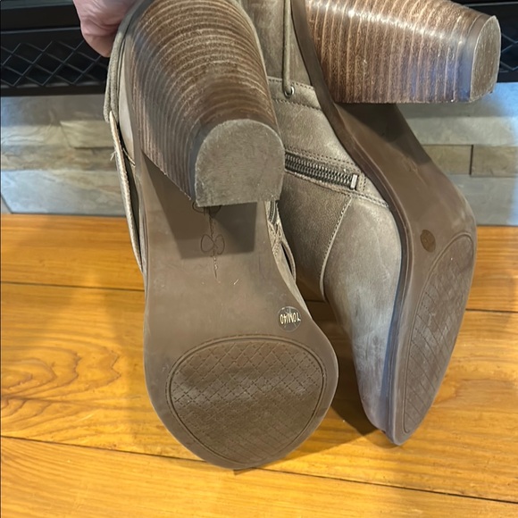 Jessica Simpson Taupe Ankle Boots with Zipper and Buckle Detail Booties - Picture 12 of 13